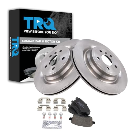 Image of TRQ Rear Brake Pad & Rotor Set Semi Metallic Compatible with 2013-2015 Mercedes-Benz ML350 2014 ML550 2015 ML400 2016-2018 GLE350 2016 GLE300d GLE450 AMG 2016-2017 GLE400 2017-2018 GLE43 AMG GLE550e