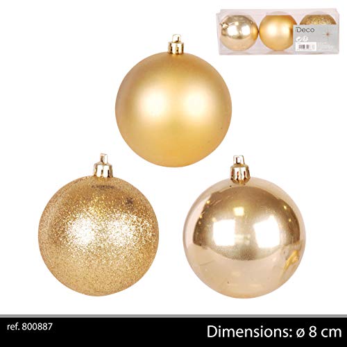 Urban Déco, or Lot de 3 boules de Noël mat/bril/pailletées, diam 8 cm, 800887 Cover