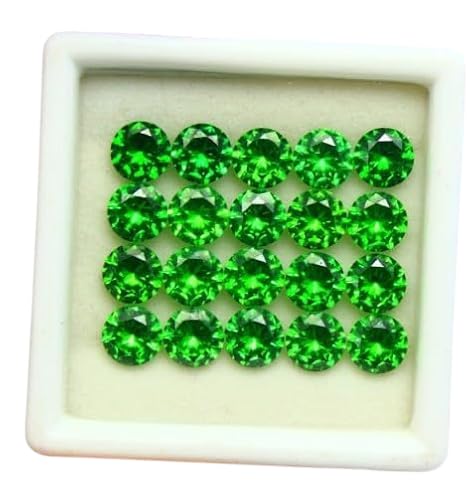 Natural Colombian Green Emerald Round Loose Certified Gemstones Lot 20 Pcs for Jewelry Making, Size 4.00x4.00x2.00 mm