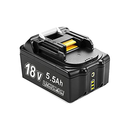 5,5Ah Li-Ion 18V Akku Ersatzakku für Makita 18V Akku BL1860B BL1860 BL1850B BL1830 BL1840 BL1840B BL1850 LXT-400 für Makita mit LED Indikator 18V 5500Ah Akku (dunkelgrau) Cover