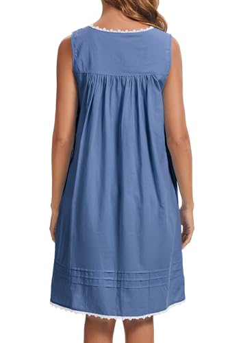 Image of AVIIER 100% Cotton Nightgowns for Women Sleeveless Night Gown with Pockets