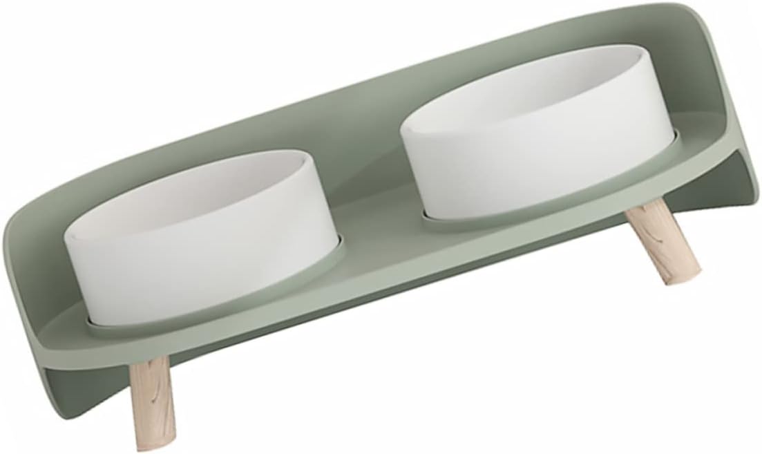 1PC Ceramic Cat Bowl with Elevated Base Mint Green Pet Feeding Dish for Cats Odorless Easy to Design Protects Cervical Spine Prevents Chin Fat