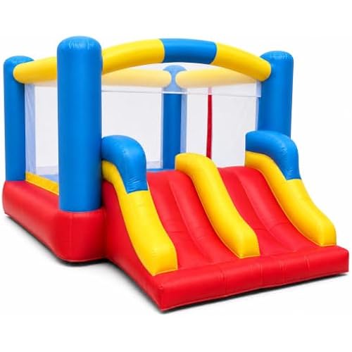 OZIS 12FT Inflatable Bounce House with Double Slides & Basketball Hoop, Blow Up Jumping Bouncy Castle with Blower, Bounce House for Kids Suitable for Indoor Outdoor Family Backyard Parties