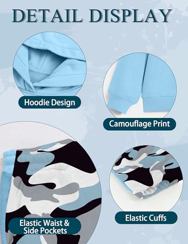 Image of Boys Clothes Boy Outfits 2-Piece Long Sleeve Hoodie and Camouflage Pants Boys Fall Winter Clothes for 6-16 Years