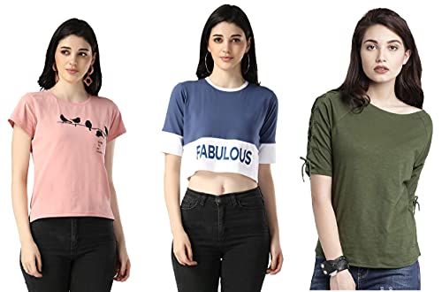 Image of DHRUVI TRENDZ Women's Regular Fit Tops | T Shirt for Women | Tops for Jeans for Women | Tops for Women | Western Tops for Women Stylish | T-Shirt for Women