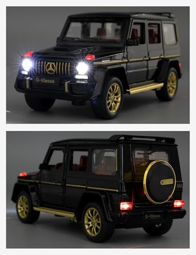 Image of 1:32 Scale Car Model Compatible Collectible Benz G63 AMG Diecast Toy Vehicle, Zinc Alloy Pull Back Toy Car with Sound and Light for Adults, Boys, and Girls (Black)