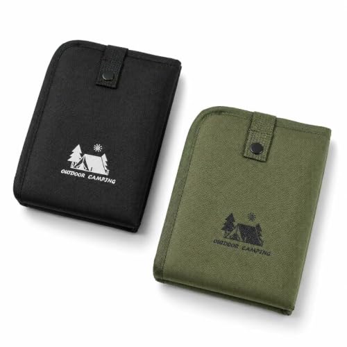 2-Piece Folding Sit Mat Set in Black and Military Green
