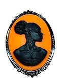 Carnelian and Black African Lady Cameo Brooch