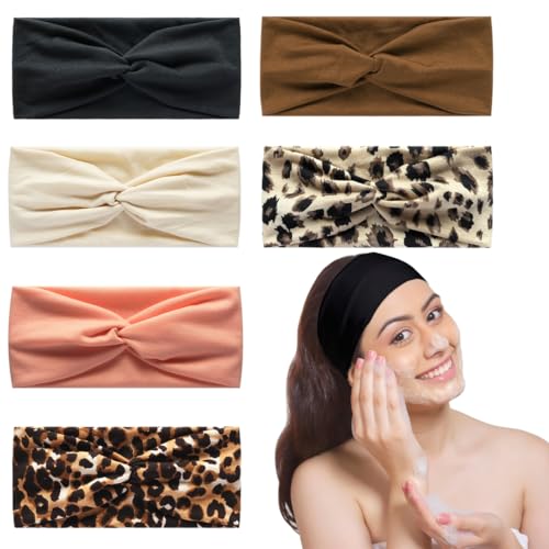 Elastische Haarbänder Leopard 6 Stück, Stirnband Damen Haarband breit, bequem, Yoga Sport, Leopard Elastische Haarbänder Leopard 6 Stück, Stirnband Damen Haarband breit, bequem, Yoga Sport, Leopard
