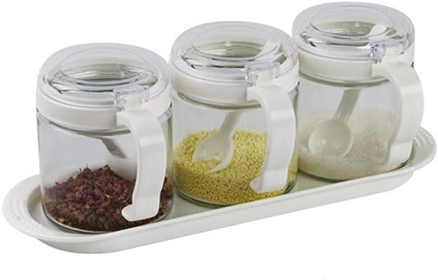 Glass Condiment Bottle Set Kitchen Home Use Jar