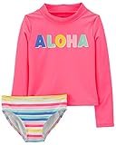 Carter's Girls Rashguard Swimsuit (Pink Aloha, 6)