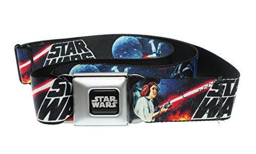 Star Wars Seatbelt Buckle Belt - Classic Movie Montage Logo (One Size 24"-38")