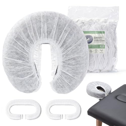 100PCS Disposable Face Cradle Covers Universal Size Face Rest Covers for Massage Table Ultra Soft Non-Woven Massage Table Headrest Cover Disposable Fitted Headrest Cradle Cover for Chairs