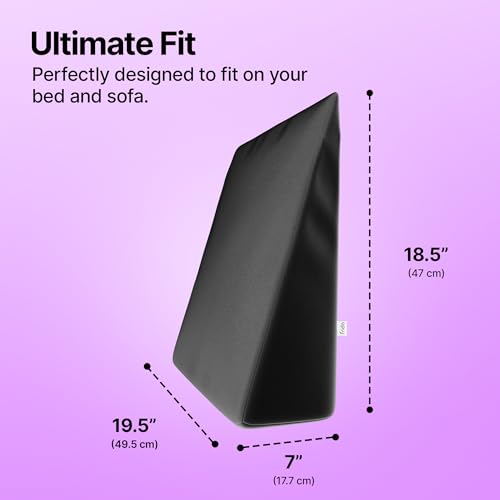 Image of Frido Complete Back Support Wedge Cushion Made with Memory Foam, Improves Comfort and Posture While Sitting /Working on Bed, Pack of 1 (Black)
