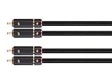 Monoprice - 138076 męski dwukanałowy kabel audio stereo RCA - 3 metry - czarny, pozłacane złącza, podwójnie ekranowane z miedzianym oplotem - seria Onix