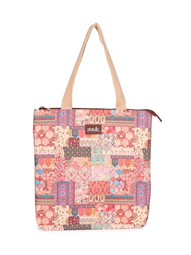 Image of ZOUK Ivy Tote Bag for Women | Handcrafted Jute Khadi with Vegan Leather Handles | Lightweight, Foldable & Travel-Friendly Everyday Carry Bag |