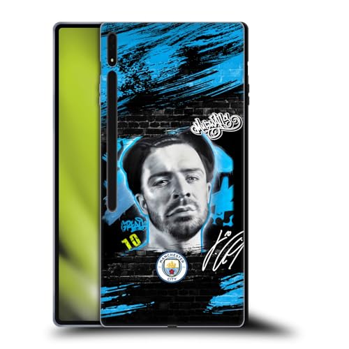 Head Case Designs Officially Licensed Manchester City Man City FC Jack Grealish Graffiti Collection by Murwalls Soft Gel Case Compatible with Samsung Galaxy Tab S8 Ultra