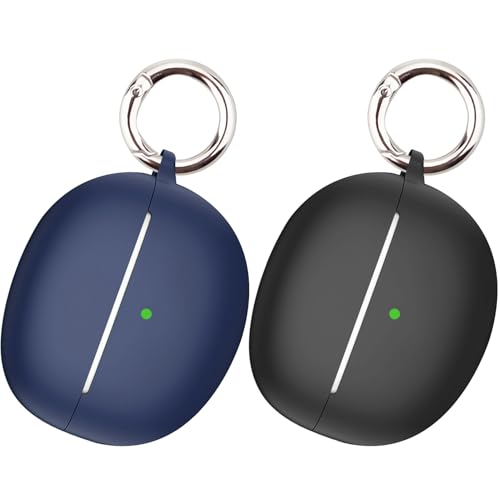 [2 Pack] easyBee Case Compatible with Baseus Bowie MC1 Pro Open Ear Bluetooth Headphone Charging Cover with 2 Keychain, Soft Liquid Silicone Ultra Thin Shockproof Protective Kit - Black and Blue