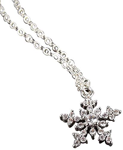 Designed By Stacey Handmade Sparkly CZ Snowflake Pendant, Dainty Sterling Silver Necklace, Christmas Jewelry Gifts for Women, Birthday, Winter Wedding, Holiday, 16 to 18