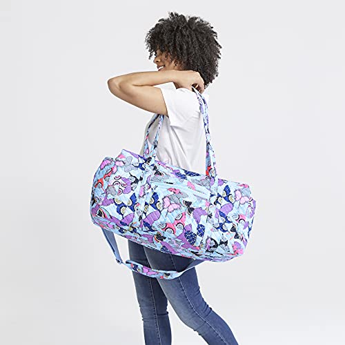 Vera Bradley Women's Large Travel Duffel Bag, Butterfly by-Recycled Cotton, One Size