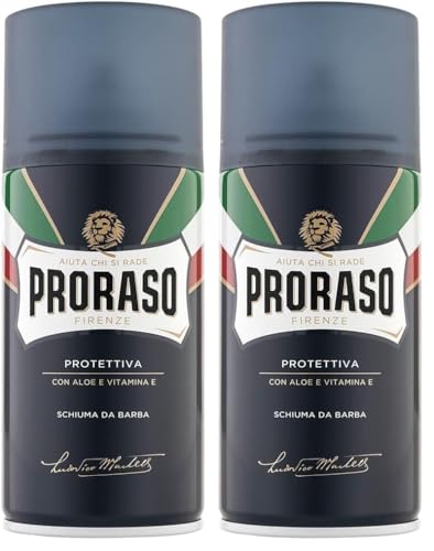 Proraso Espuma Afeitar Aloe Vera y Vitamina E (Protectora) 300 ml, El embalaje puede variar (Paquete de 2)