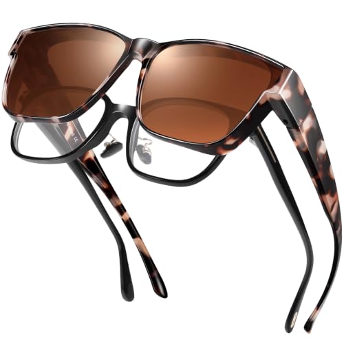 Peekaco Polarized Sunglasses Fit Over Glasses for Women Oversized Square Sun Glasses UV400 Protection