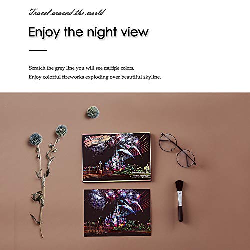 scratch art paper rainbow night view scratchboard pads for adults and kids mini envelope postcard art amp crafts set 12 sheets scratch cards amp scratch drawing pen brush 7934x5534 fireworks series