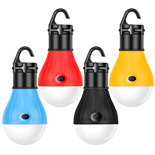E-Trends Compact Led Lantern Tent Camp Light Bulb For Camping Hiking Fishing Emergency Lights, Battery Powered Portable Lamp, 4 Count, Multi-Colored, Batteries Not Included #TOP3