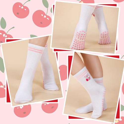 Image of Jspupifip Cute Pilates Socks for Women | Non Slip Yoga Socks with Grips for Barre Workout Athletic Hospital
