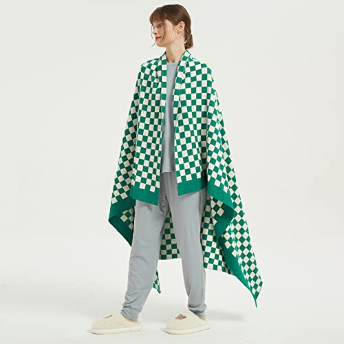 Yiruio Throw Blankets Checkerboard Chessboard Checkered Lightweight Ultra-Thin Comfort 100% Pure Cotton Knit For Home Decor Bed Couch Sofa (60" L X 79" W, Sage Green) #TOP6