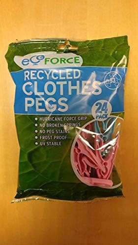 Caraselle Ecoforce 48 Strong Hurricane Force Grip Clothes Pegs made of Recycled Plastic (2 packs of 24)