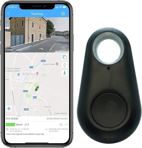 ReFind Rastreador inteligente. Mini localizador GPS Bluetooth. Para encontrar llaves, equipaje, pertenencias, mascotas. AIR I TAG compacto azul, rosa, verde, negro, blanco. (Negro)