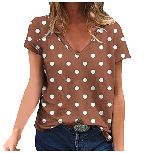 T-Shirt Damen Kurzarm, Punkte Dekoration Shirt Baumwolle Oberteile...