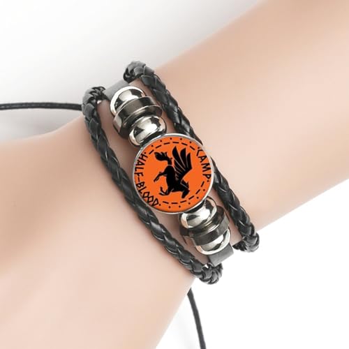 Metal Sticker Black Leather Bracelet, Cartoon Yellow Charm Bracelet3