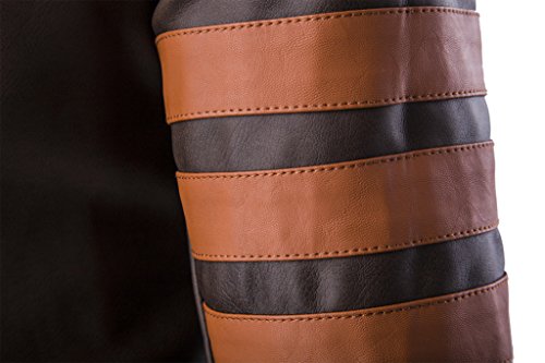 WSLCN X Jaqueta masculina vintage de couro sintético marrom, Marrom, M