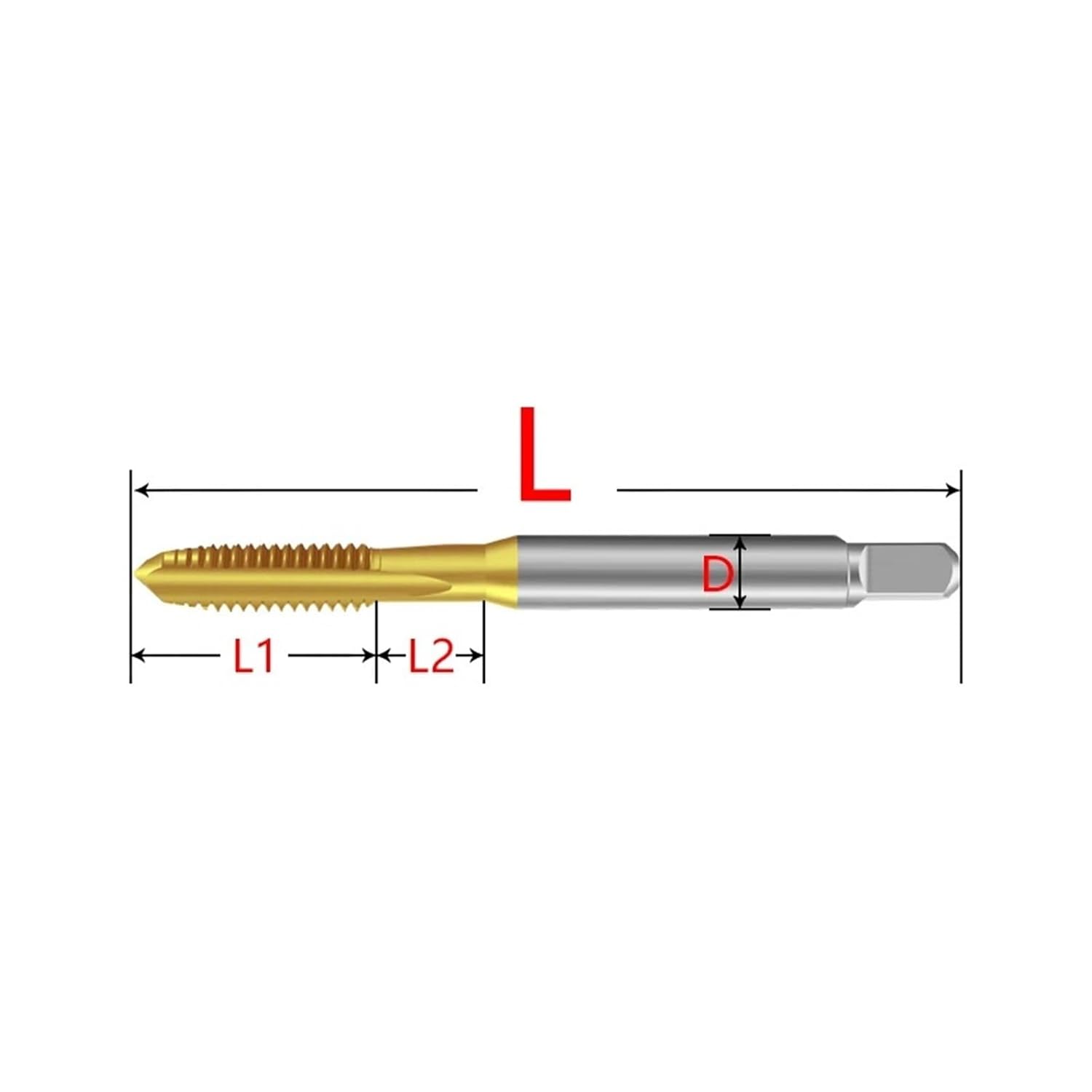 Drill Tap Bit Set, TAP Coating Left Hand Straight Fluted Hand Tap M2 -M12 Machine Screw Thread Taps