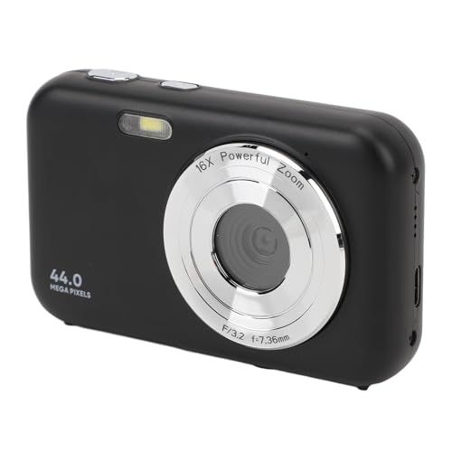 Cámara Digital Compacta, Pantalla de 2.4 Pulgadas, Zoom Digital de 16 Veces, Detección de Cara, FHD 1080p, 44 MP, Pregunte y Tome una Cámara de Foto, Automer para