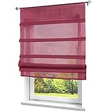 BAILEY JO 1er-Pack Raffrollo mit Tunnelzug Gardinen Voile Transparent Vorhang (BxH 60x140cm, Beere)