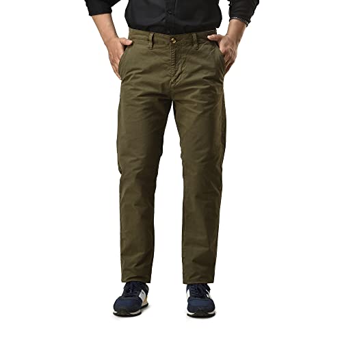 CHARBONNIER Men’s Slim fit Chinos Pants, Flat Front Design and Back Buttoned Pockets, Comfortable Men’s Pants for Casual wear