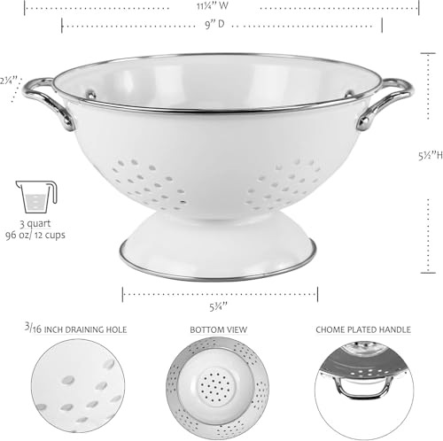 Calypso Basics by Reston Lloyd Powder Coated Enameled Colander, 3 Quart, White,80300 by Reston Lloyd - Image 3