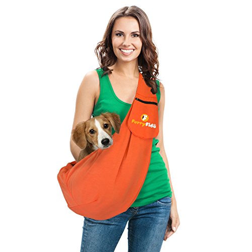 FurryFido Adjustable Pet Sling/Dog cat Sling Carrier for Cats Dogs Bunny, Up to 13 lbs with Extra Pocket, Yet Strong