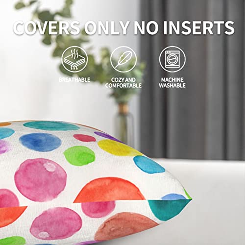 Wsunsal Watercolor Polka Dot Pillow Covers 18X18 Set Of 2 Rainbow Colorful Circles Decorative Pillowcase Farmhouse Square Cushion Cover For Home Couch Sofa Bedding Decor #TOP6
