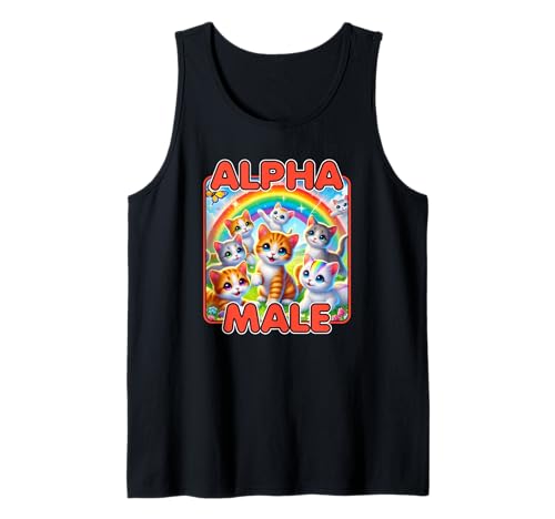 Alfa Masculino Gatito Divertido Para Adolescentes Hombres Mujeres Camiseta sin Mangas