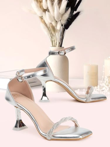 Image of Carlton London Women Comfortable Elegant Stiletto Heel Square Toe Ankel Loop fashion Sandal for Party,Wedding and Casual Use
