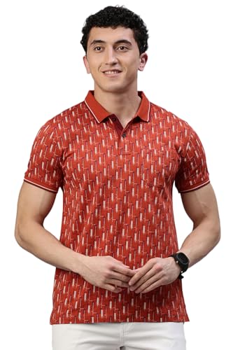 Image of Classic Polo Men's Half Sleeve Polo Neck Slim Fit All Over Print T-Shirt