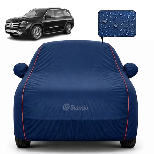 Image of Car Cover for Mercedes-Benz GL-Class 350 | 100% Waterproof Heavy-Duty 3-Layer Car Body Cover | All-Weather Rain, UV, Sun & Dust Protection | Custom Fit | Mirror & Antenna Pockets | Navy Blue