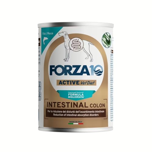 Forza 10 Umido Cane Intestinal Colon, Alimento Completo Dietetico per Cani, Gusto Pesce, 3 Scatolette da 390g