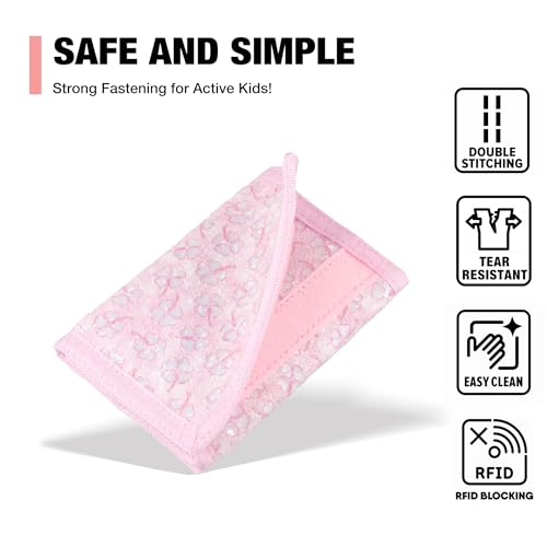 Image of Kids Wallets for Girls, Little Girls Wallet for Kids, Wallet for Teen Girls, Toddler Wallet for Girls with Magic Sticker, RFID Nylon Wallet /Canvas Wallet with Coin Pocket for Gifts, Pink Leaf