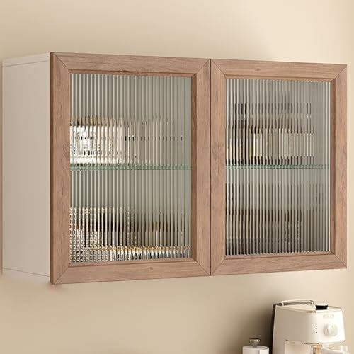 White Wood Medicine Cabinet with Glass Door - Wall-Mounted Storage Organizer for Bathroom & Kitchen, Over-The-Toilet Shelf, Stylish Hidden Handle Design, Ideal for Living Room & Kitchen Deco