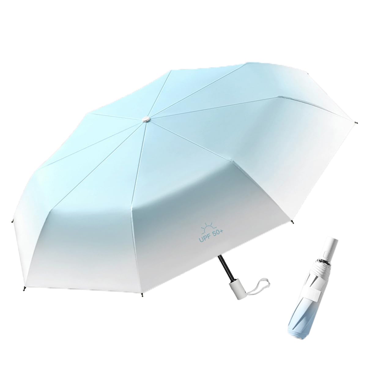 Mini Sun Umbrella UPF 50+ Sun Protective Sun Umbrella with Black Liner 6 Strong Ribs Design Fashion Outdoor Folding Umbrella Travel